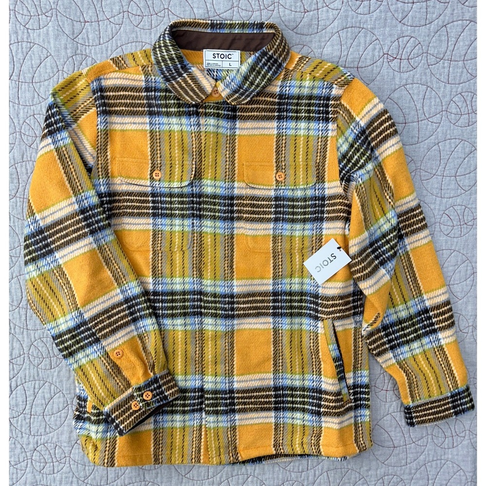 Stoic Flannel Shirt Jacket Yellow Plaid Button Front SICZ2Q8 / Men's‎ Large